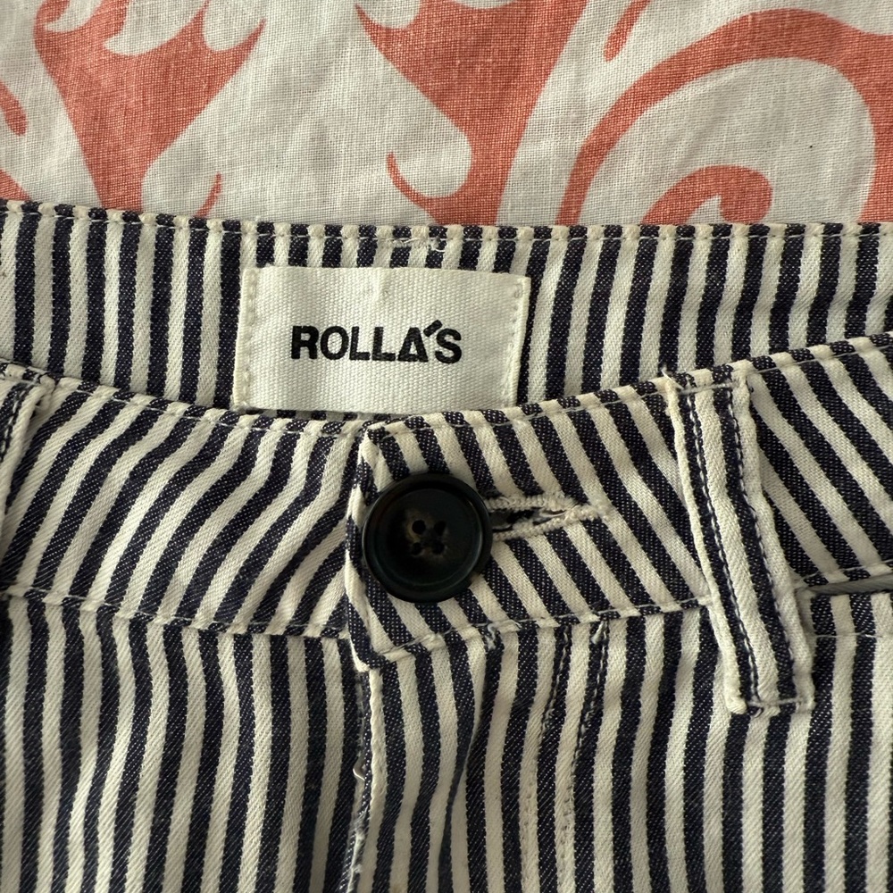 Rolla's Navy and White Striped Trousers